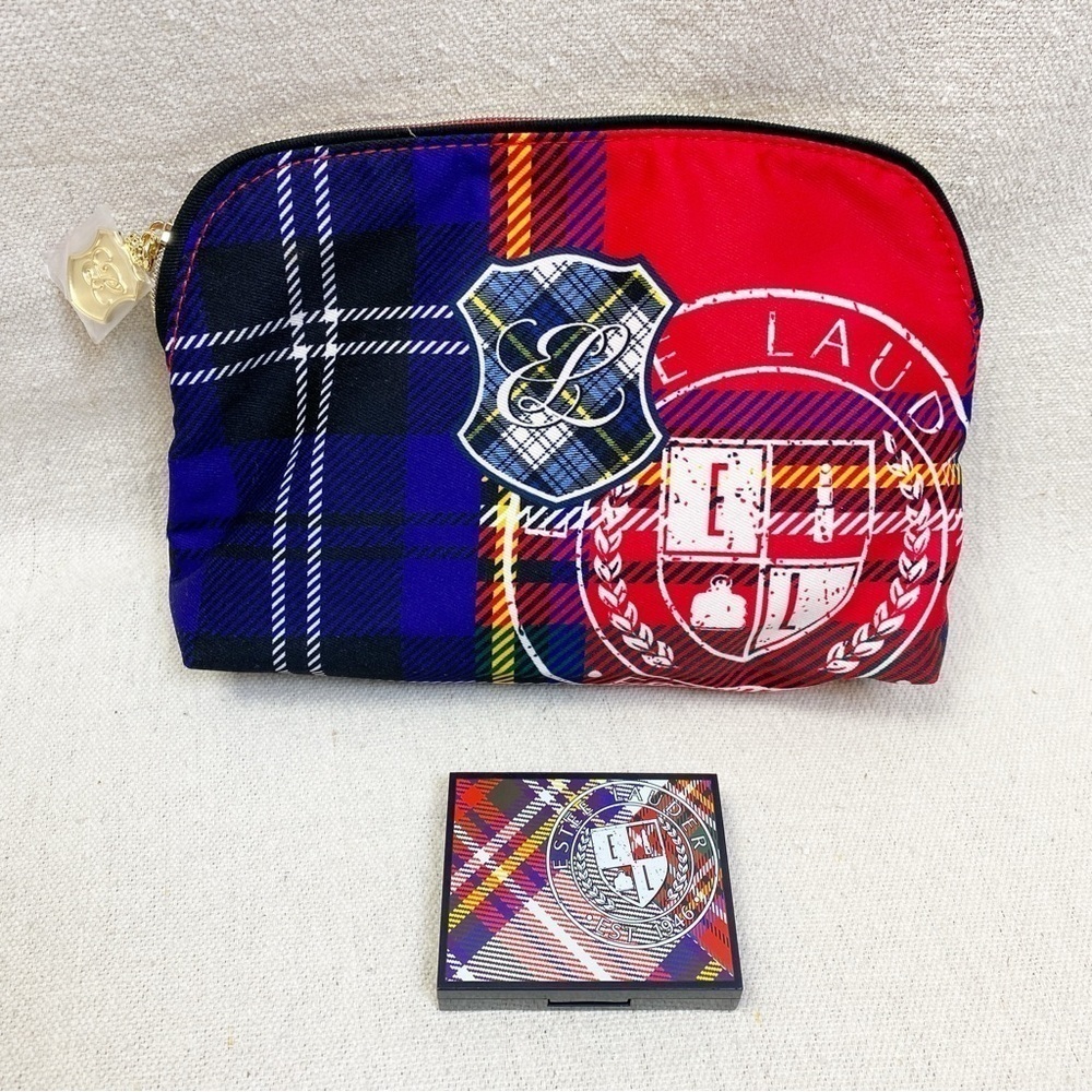 Estée Lauder Bronze Goddess Powder Bronzer 02 Medium w plaid cosmetic bag